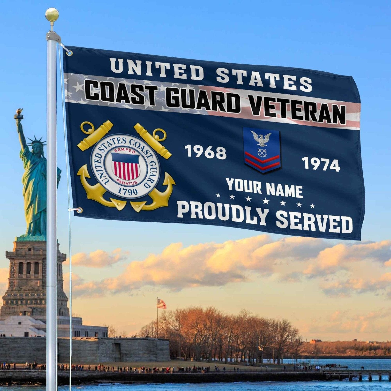 Personalized USCG Proud Served Flag Patriotic Flag Gifts For Coast Guard - Liberish