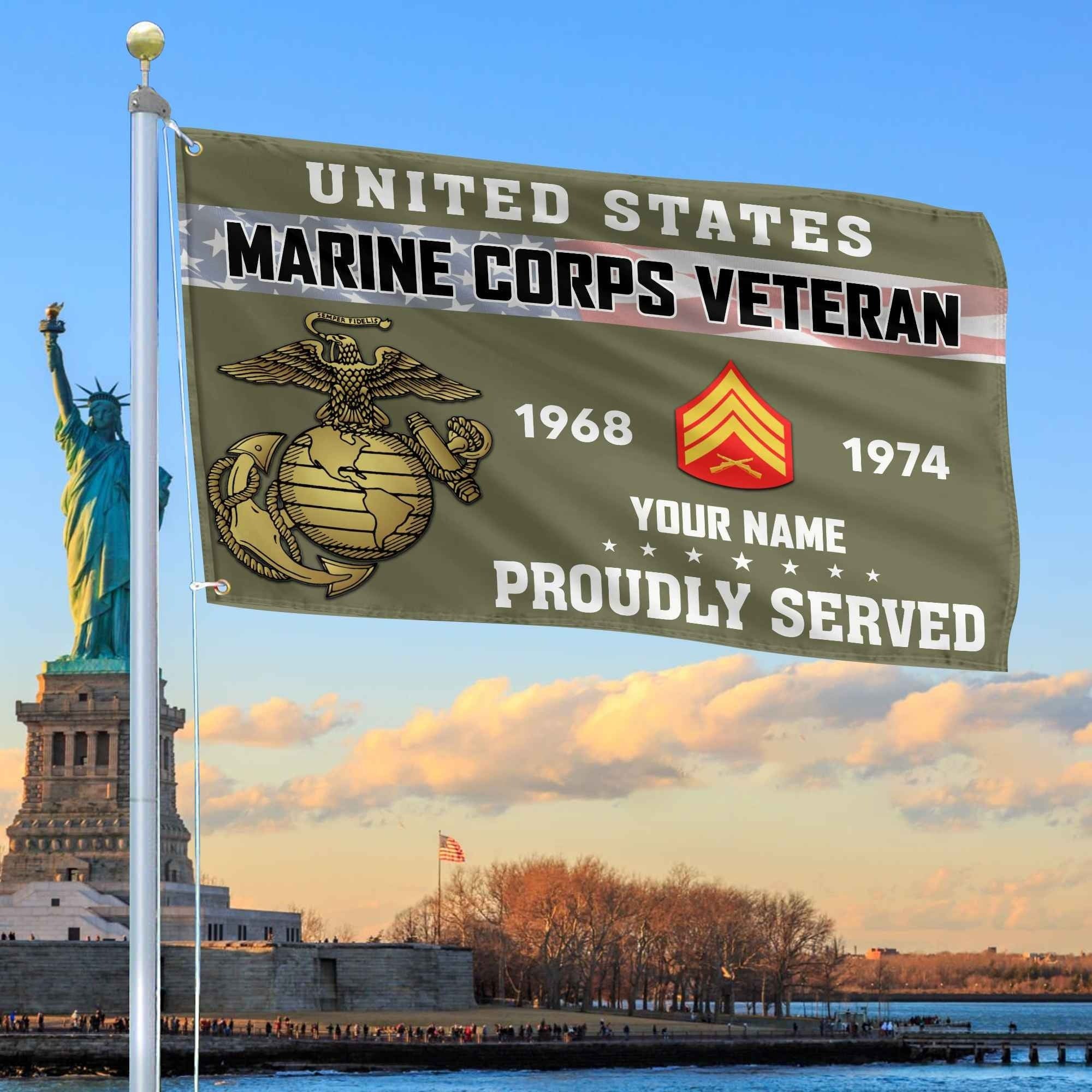 Personalized USMC Proud Served Flag Patriotic Flag Gifts For Marines - Liberish