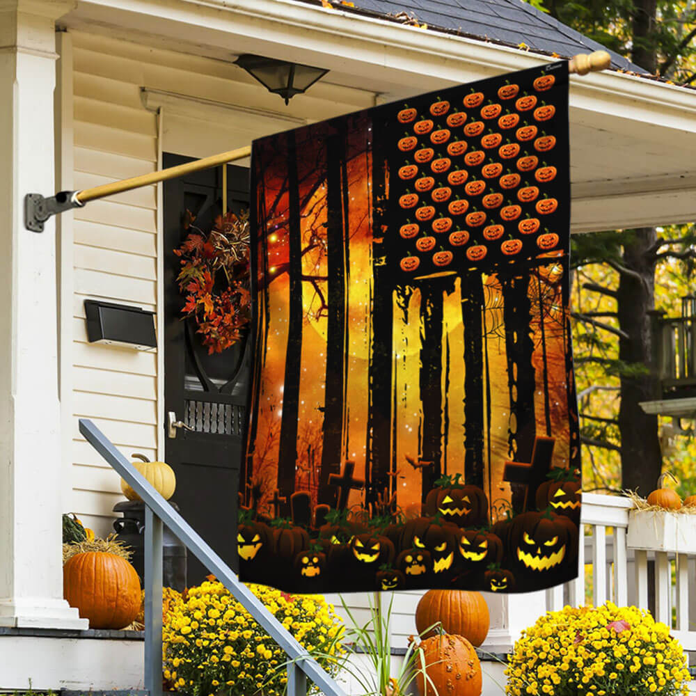 Pumpkin American Flag Halloween Pumpkin Flag - Liberish