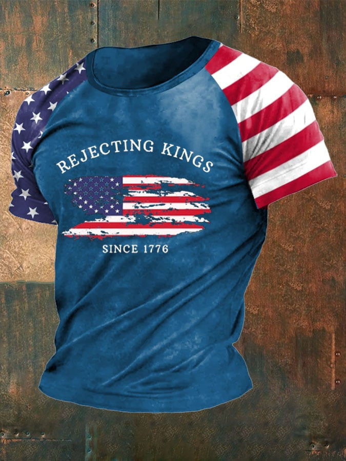 Rejecting Kings Since 1776 T-Shirt Men's USA Flag Shirt FDT Him Gifts - Liberish