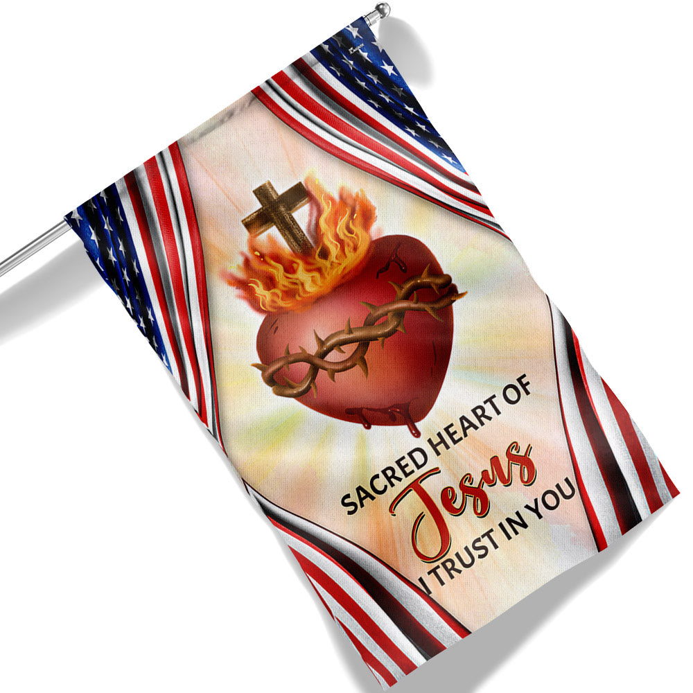 Sacred Heart Of Jesus I Trust In You Jesus American Flag - Liberish