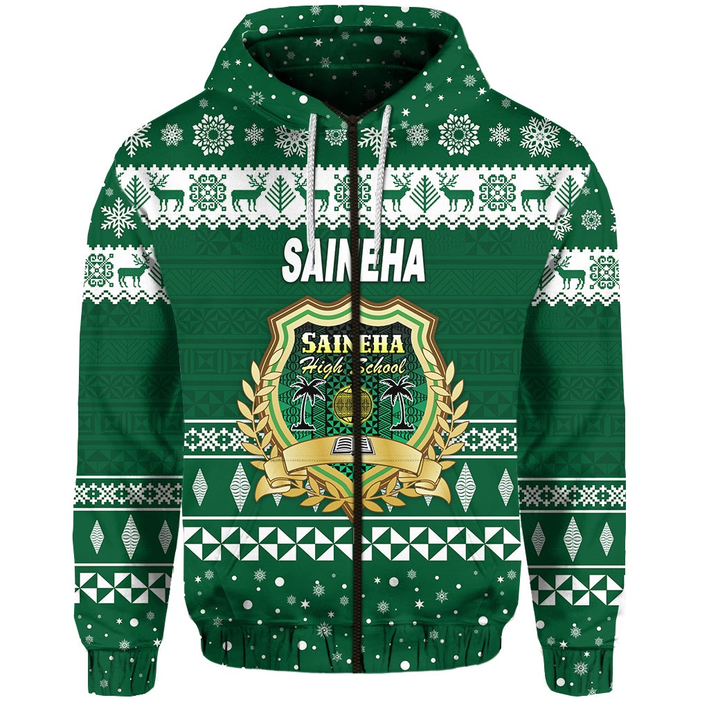 Saineha High School Christmas Zip Hoodie Simple Style LT8
