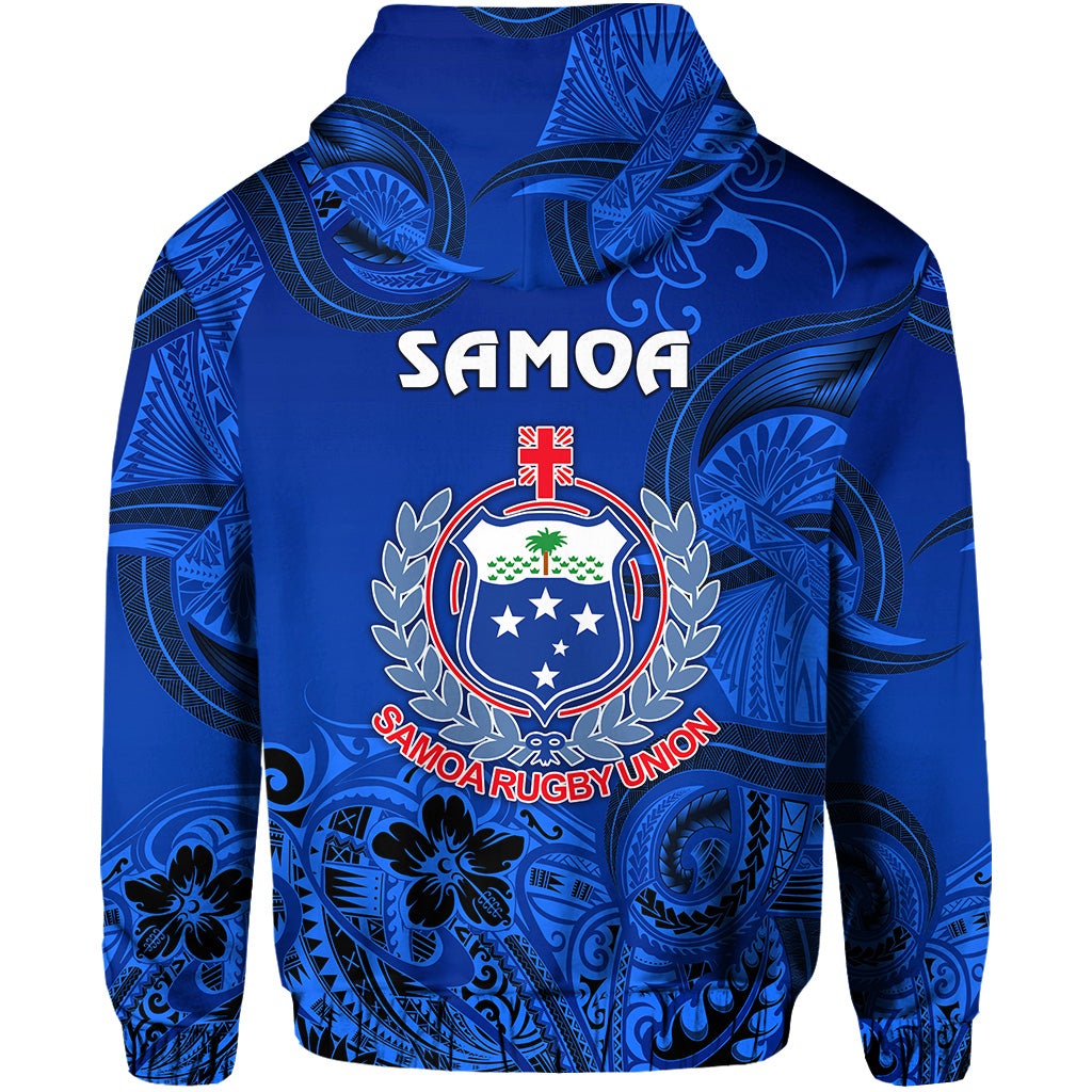 Samoa Manu Hoodie Rugby Unique Style Full Blue LT8
