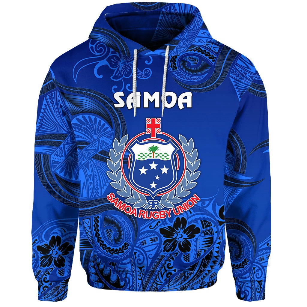 Samoa Manu Hoodie Rugby Unique Style Full Blue LT8