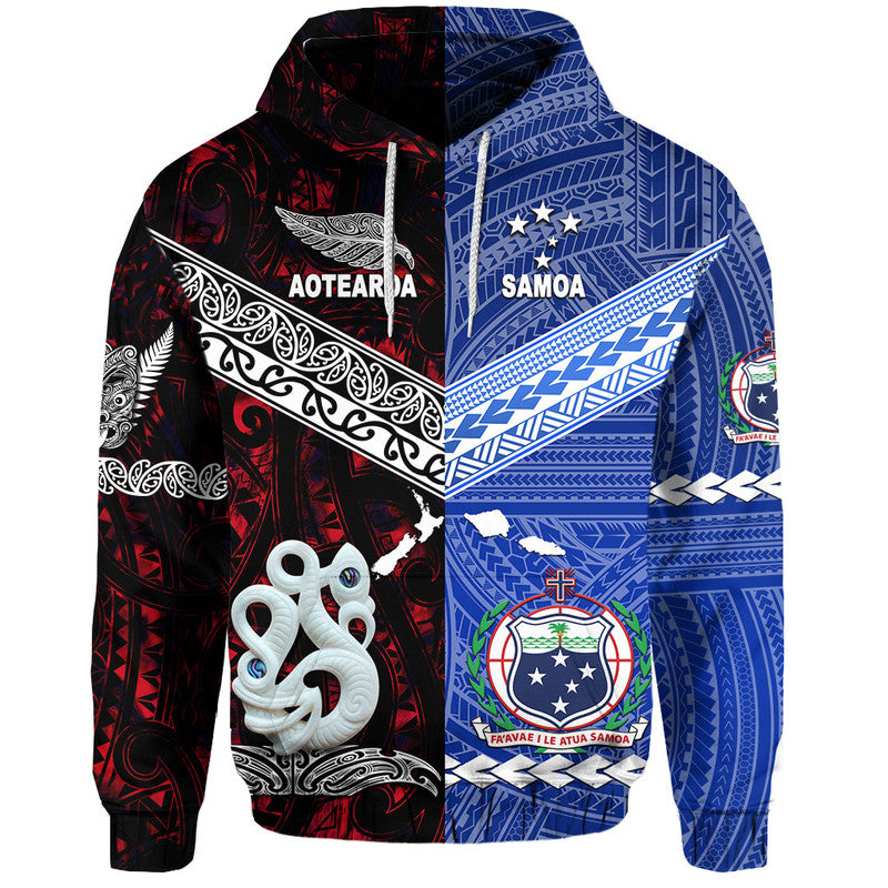 Samoa and New Zealand Hoodie Together Red LT8