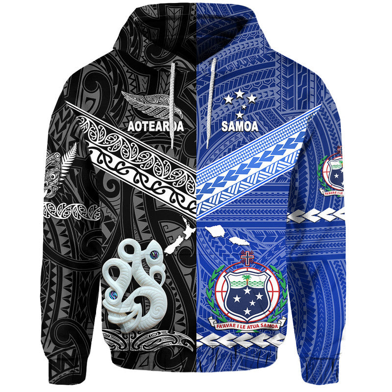 Samoa and New Zealand Hoodie Together Black LT8