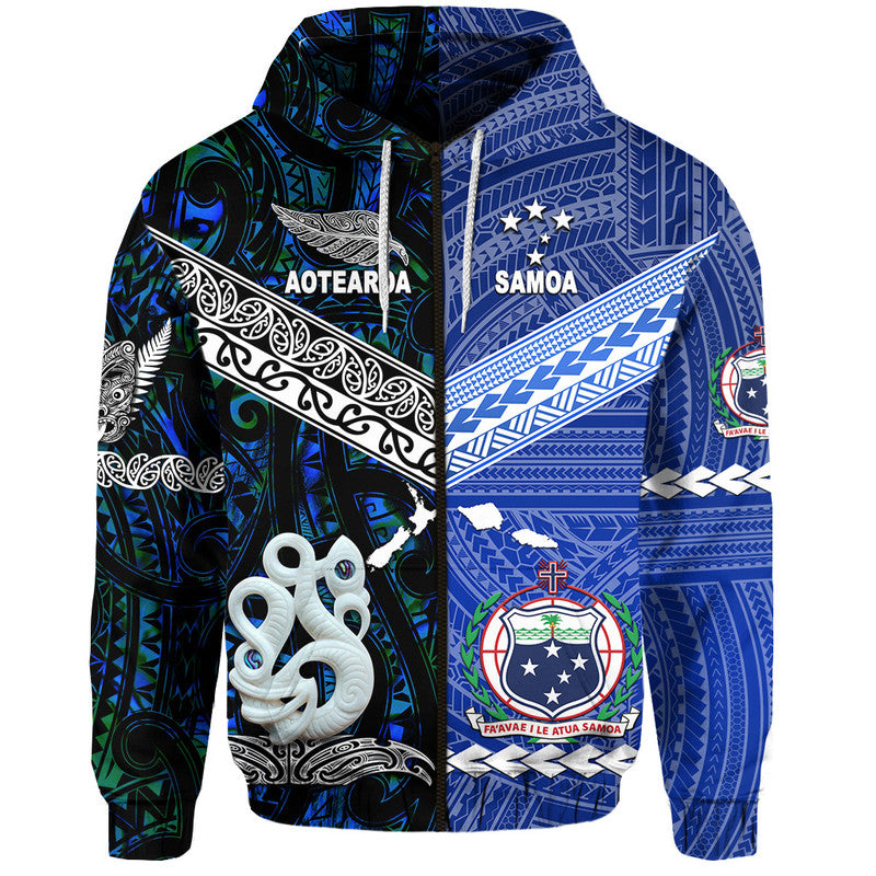 Samoa and New Zealand Hoodie Together Blue LT8