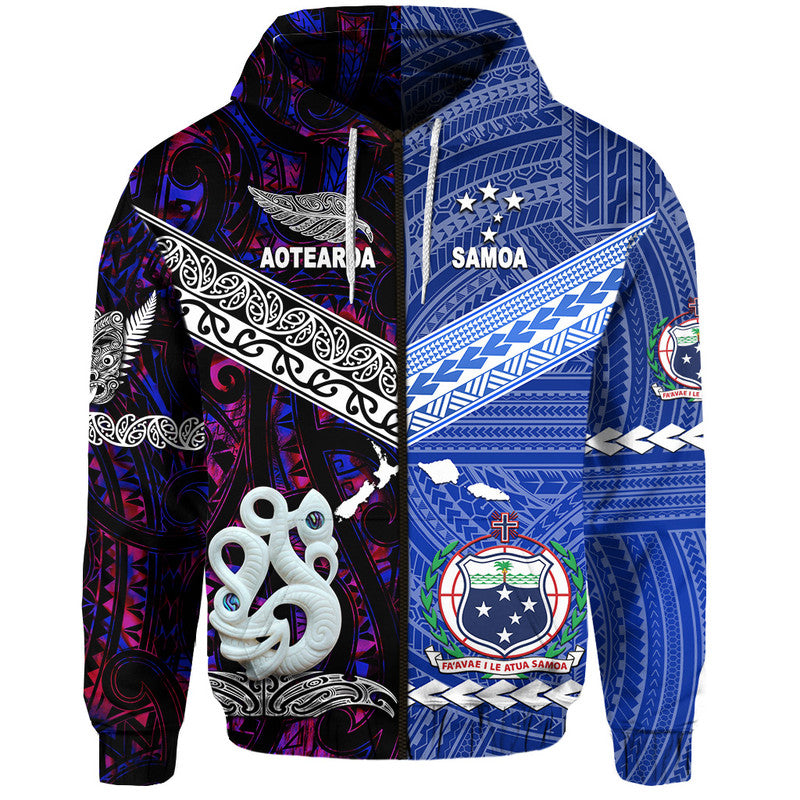 Samoa and New Zealand Hoodie Together Purple LT8