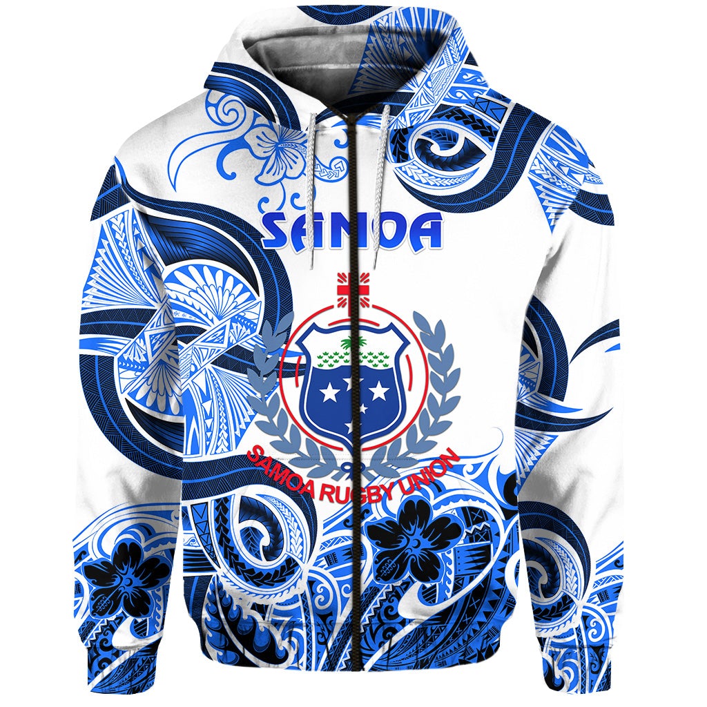 Samoa Manu Zip Hoodie Rugby Unique Style White LT8