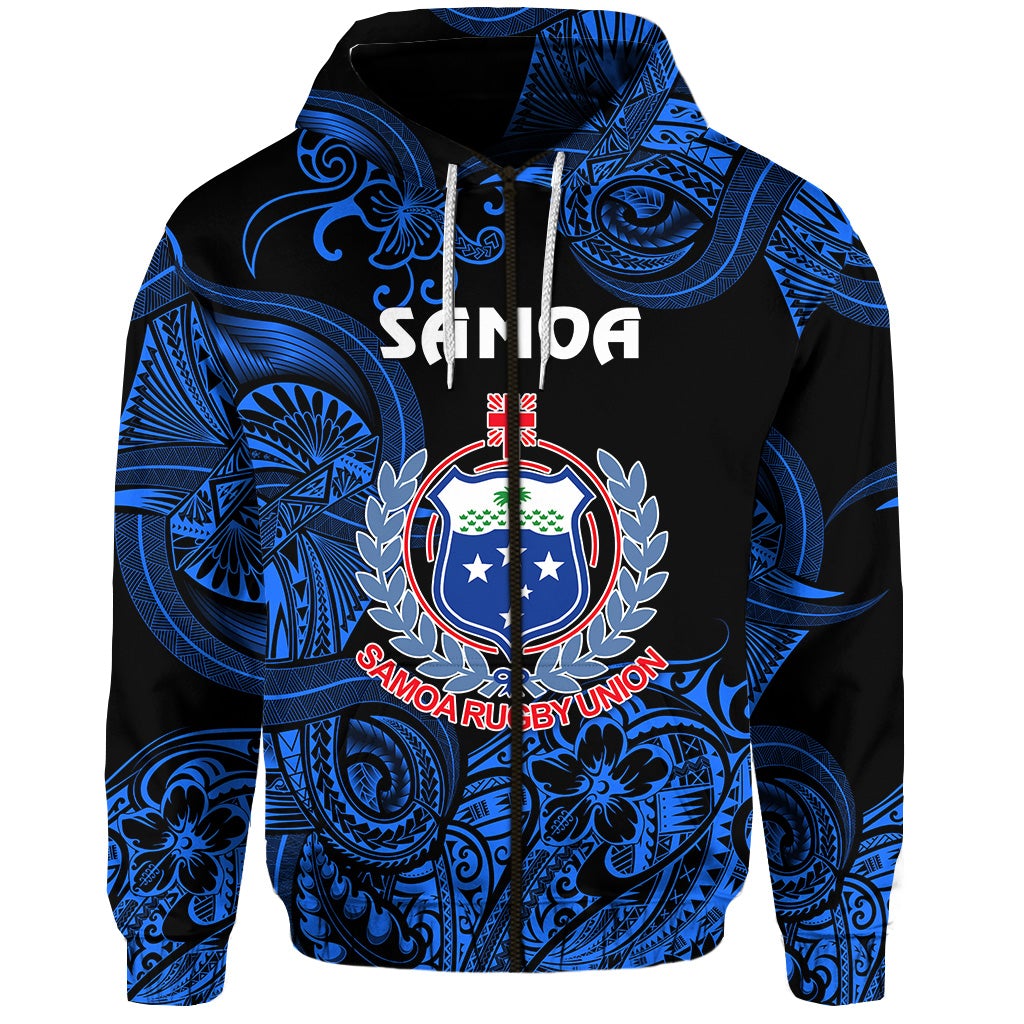 Samoa Manu Zip Hoodie Rugby Unique Style Black LT8