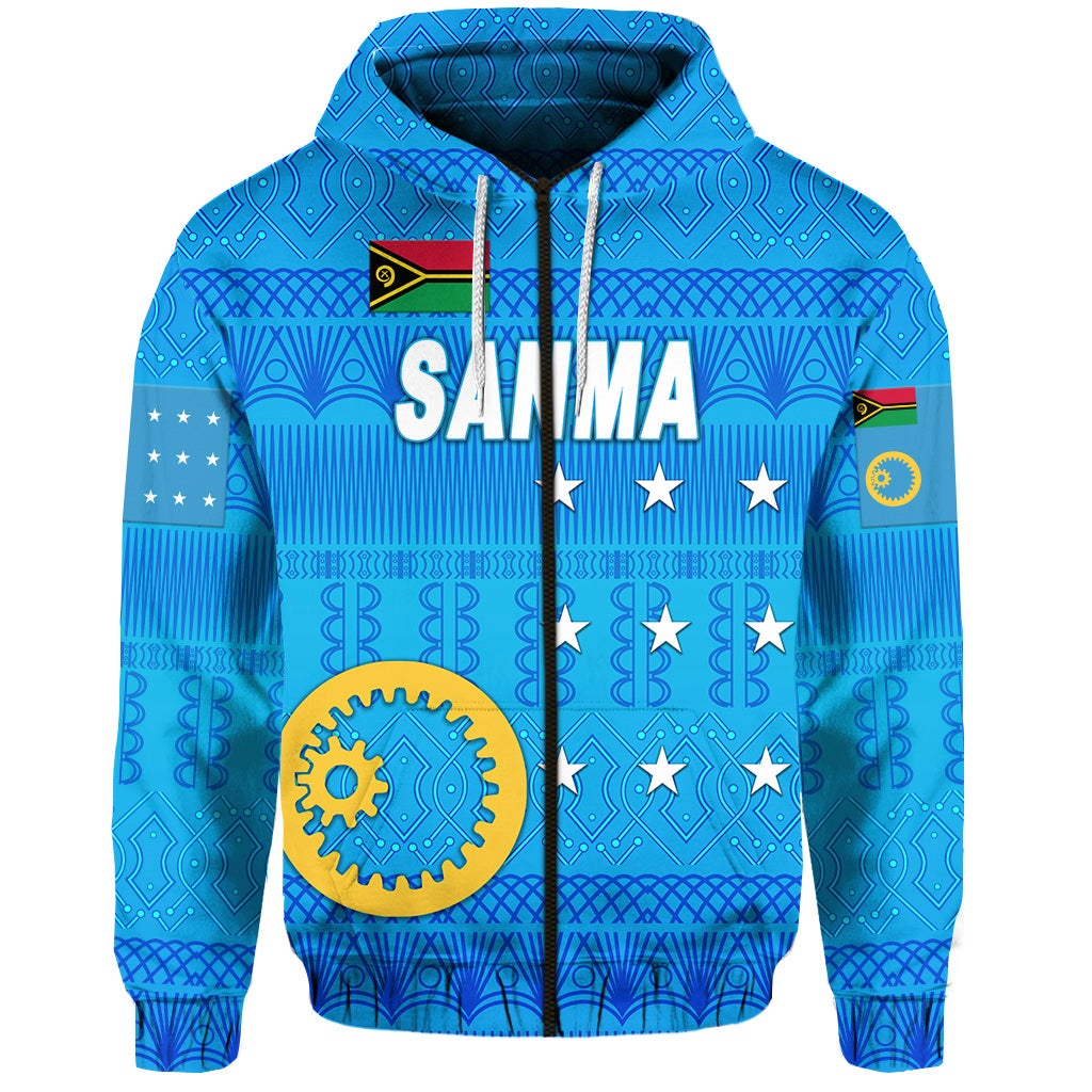 Sanma Province Zip Hoodie Vanuatu Pattern Traditional Style LT8
