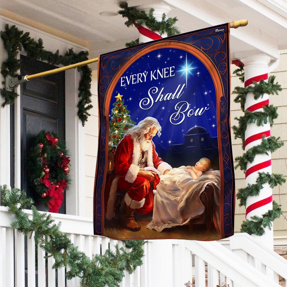 Santa Christmas Flag Every Knee Shall Bow - Liberish