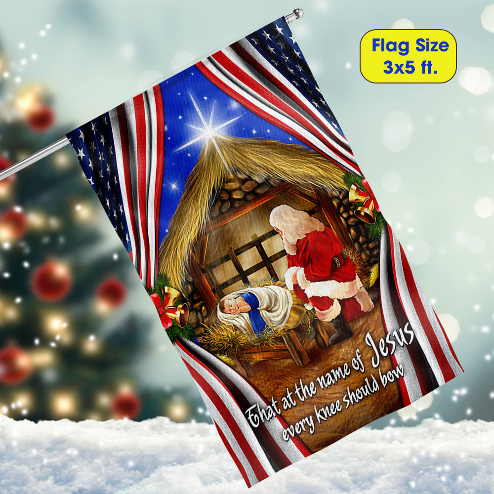 Santa Claus Flag That At The Name Of Jesus Every Knee Should Bow Flag - Liberish