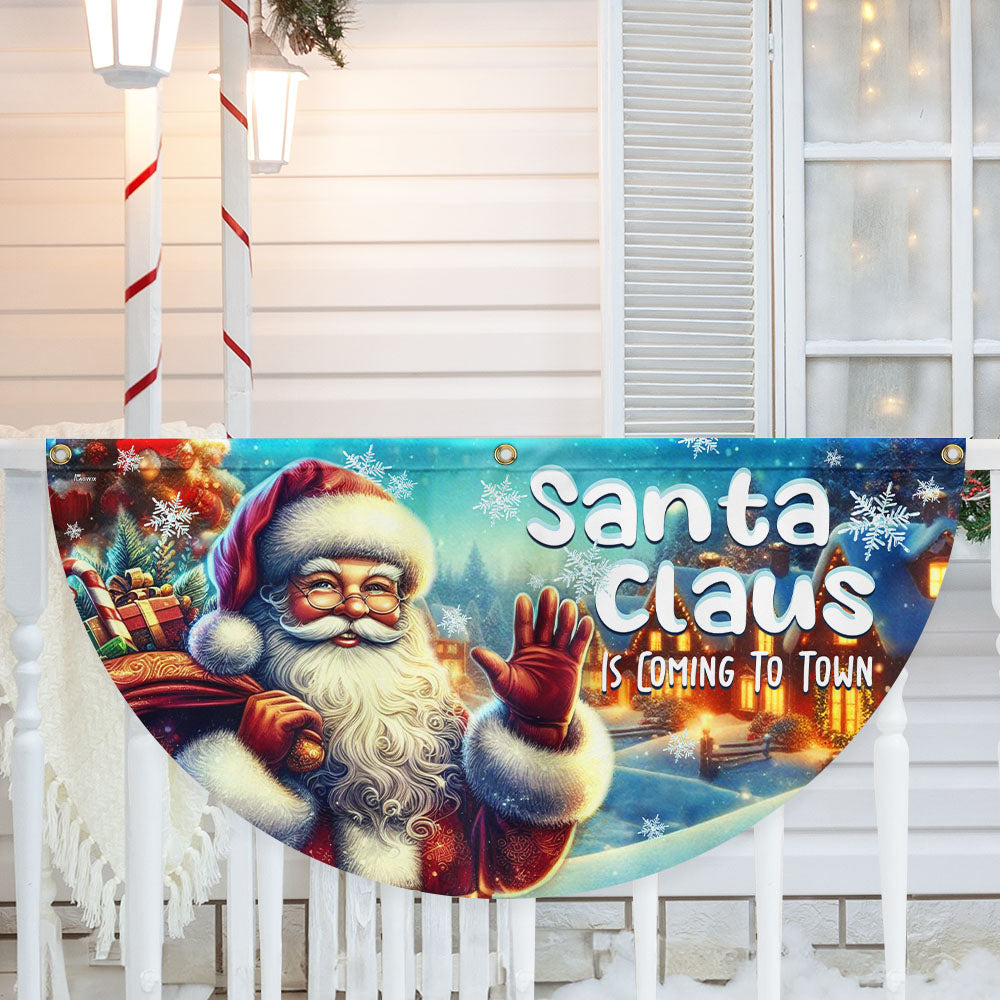Santa Claus Is Coming Christmas Non Pleated Fan Flag - Liberish
