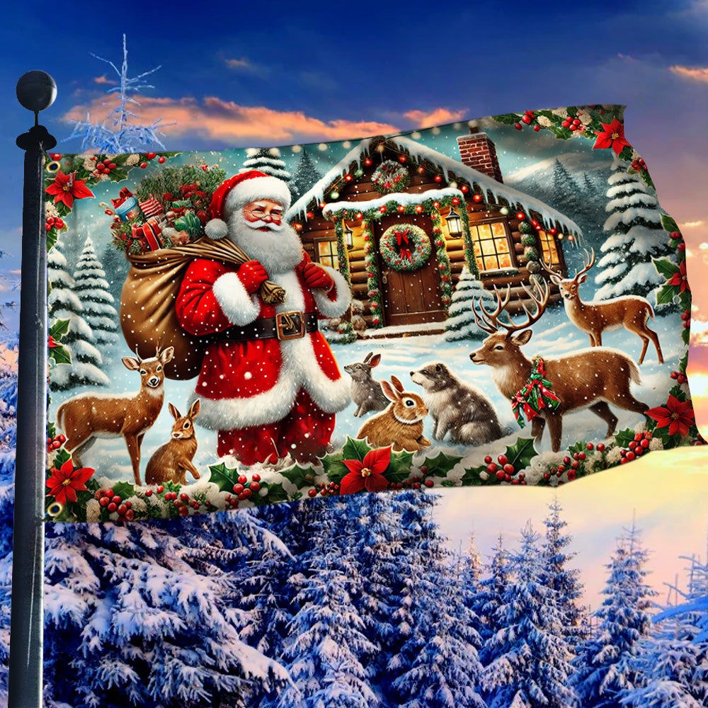 Santa Claus Merry Christmas Holiday Grommet Flag - Liberish
