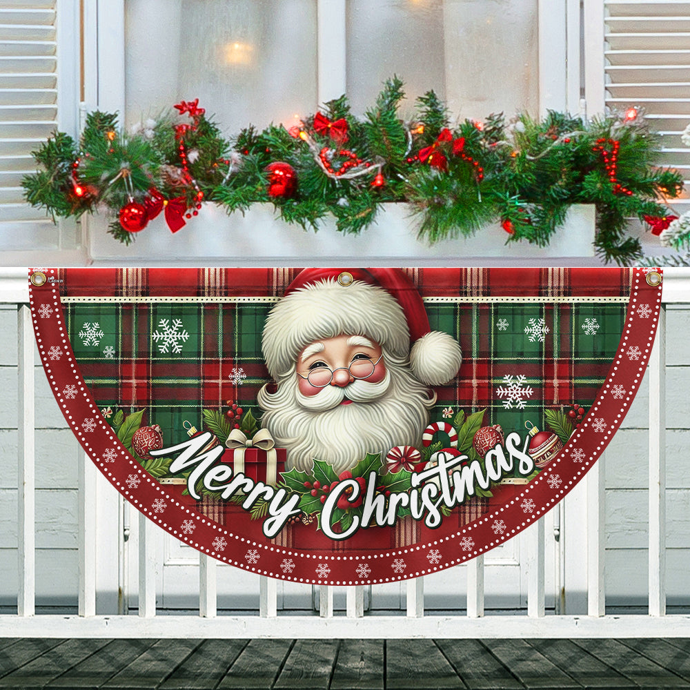 Santa Claus Merry Christmas Non Pleated Fan Flag - Liberish