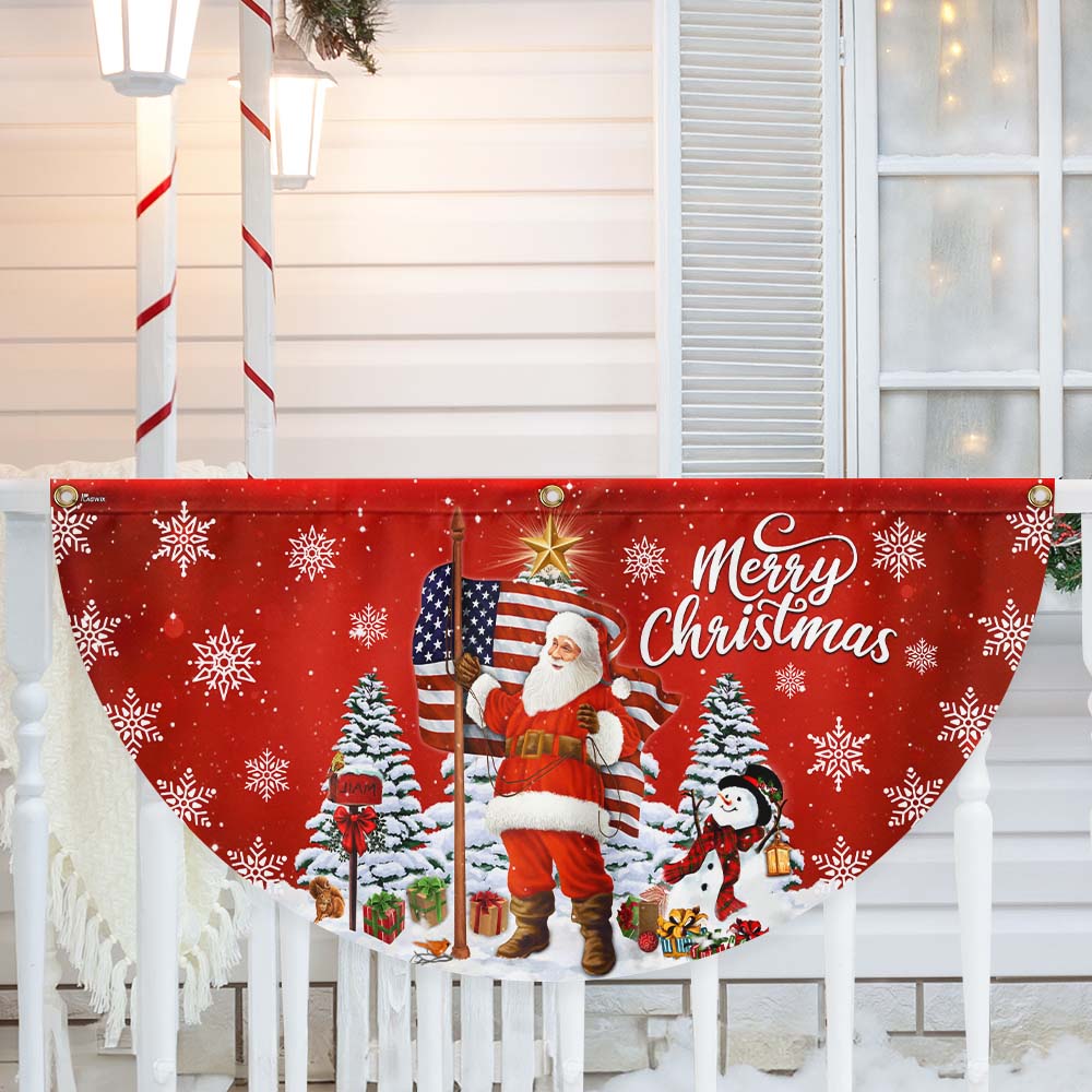Santa Claus Merry Christmas Non Pleated Fan Flag Christmas 2025 - Liberish
