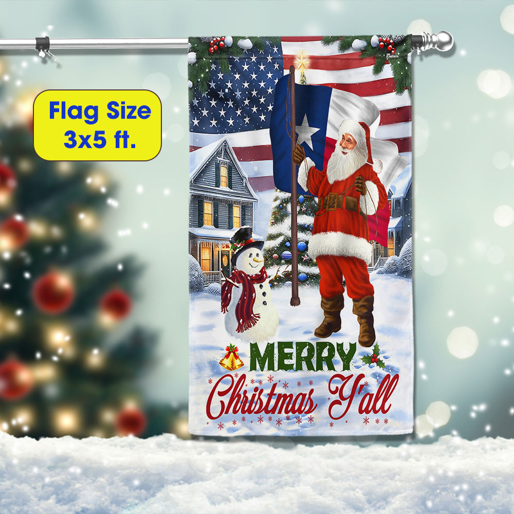 Santa Claus Merry Christmas Texas Flag - Liberish