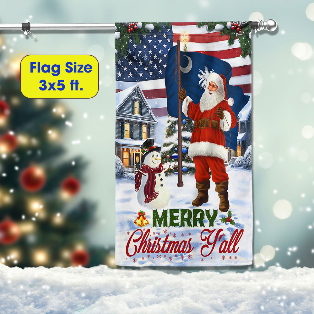 Santa Claus Merry Christmas Y All American South Carolina Flag - Liberish