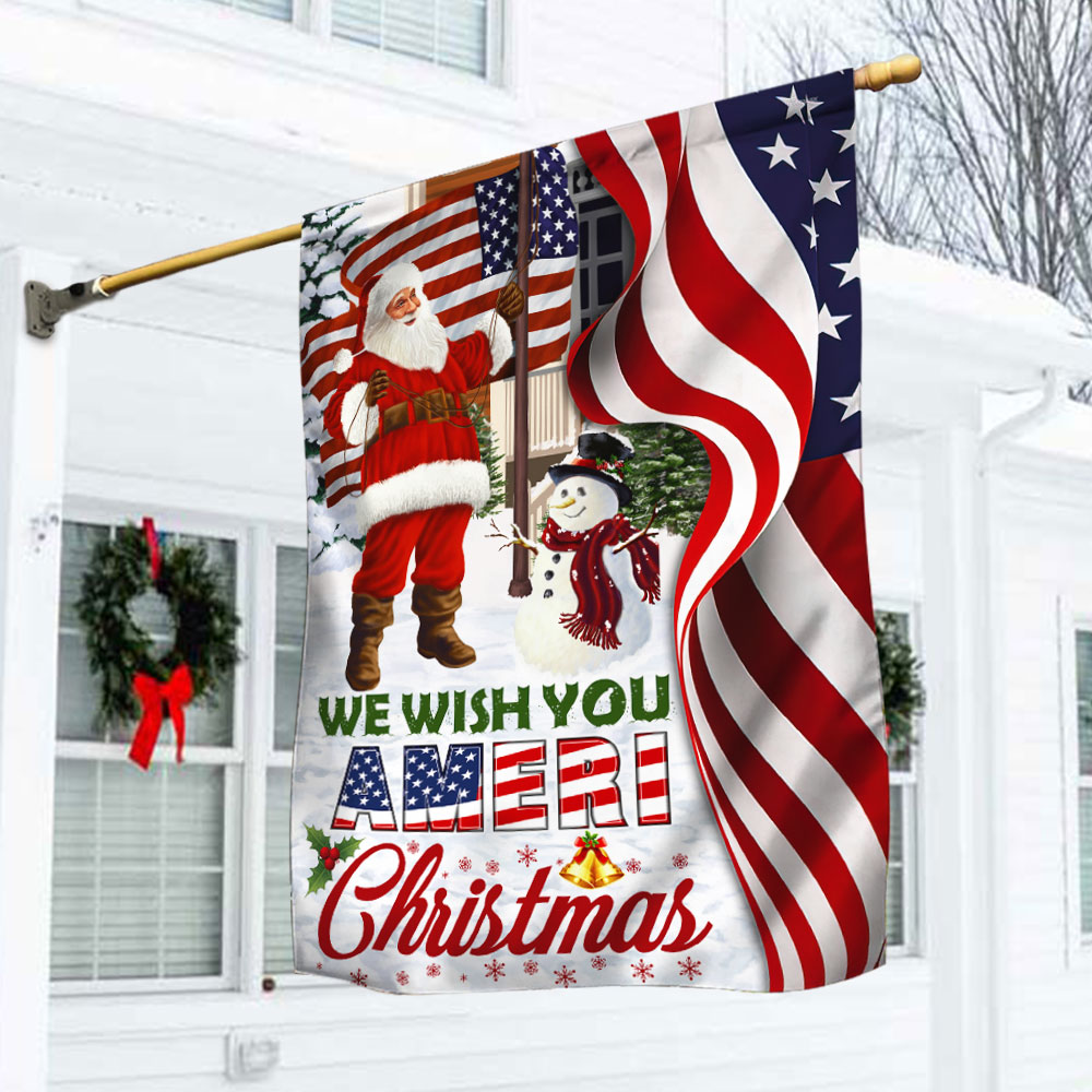 Santa Claus Us Flag We Wish You Ameri Christmas - Liberish