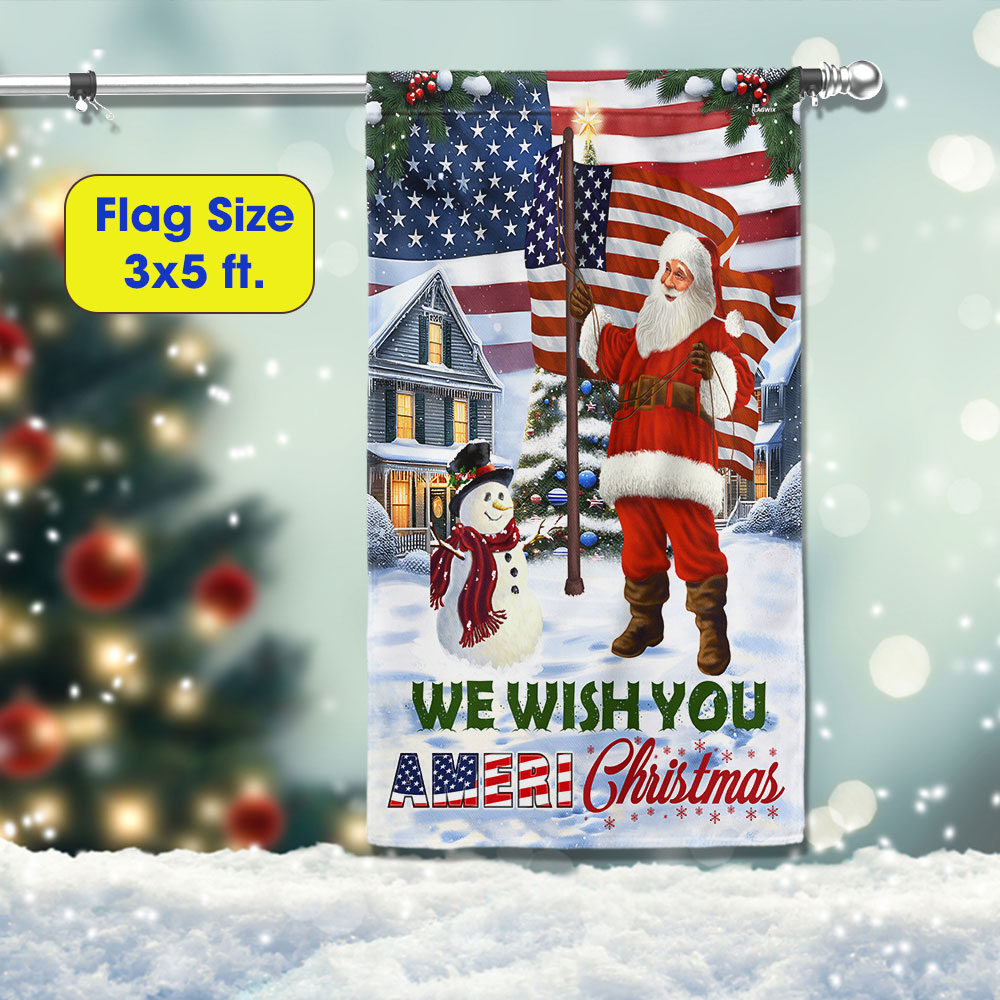 Santa Claus We Wish You Ameri Christmas American Flag - Liberish