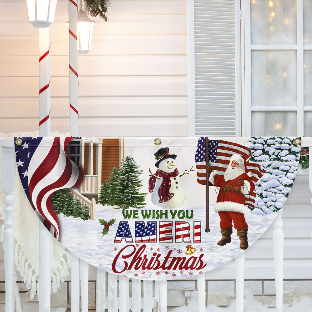 Santa Claus We Wish You Ameri Christmas Non Pleated Fan Flag - Liberish