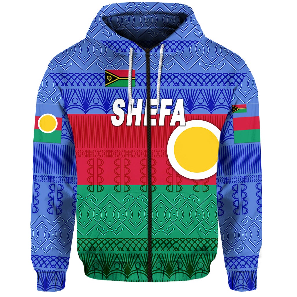Shefa Province Zip Hoodie Vanuatu Pattern Traditional Style LT8