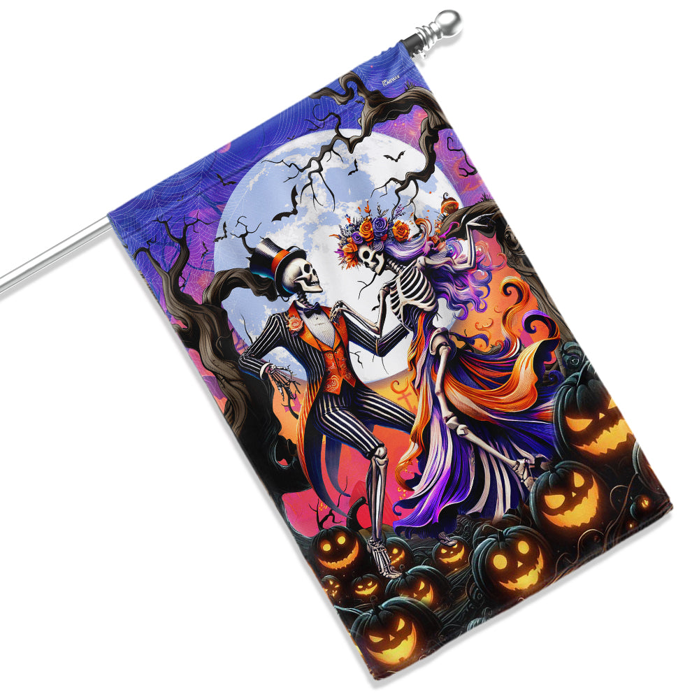 Skeleton Couple Dancing Halloween Flag - Liberish