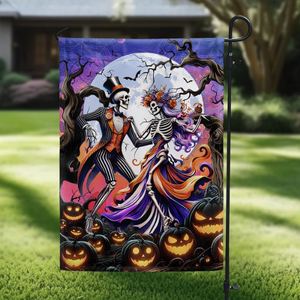 Skeleton Couple Dancing Halloween Flag Gift For Adults On Halloween Day - Liberish
