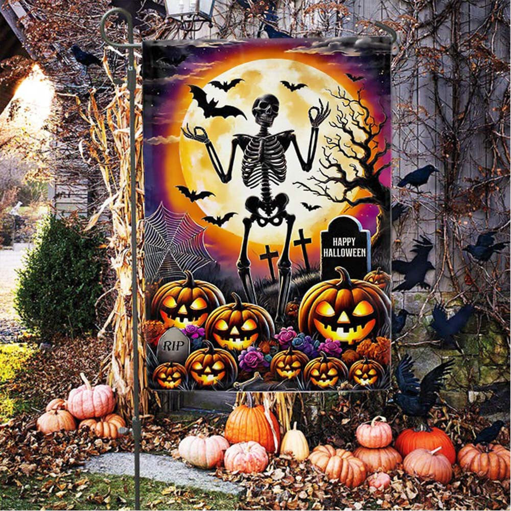 Skeleton Halloween Scary Pumpkins Flag Perfect Gift For Friend and Family on Halloween Day - Liberish