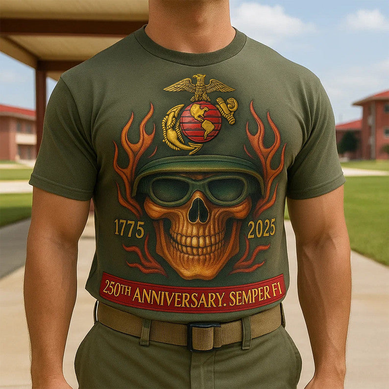 Skull 250th Anniversary Marine Corps Shirt Proud USMC T-Shirt Gifts For Patriots - Liberish