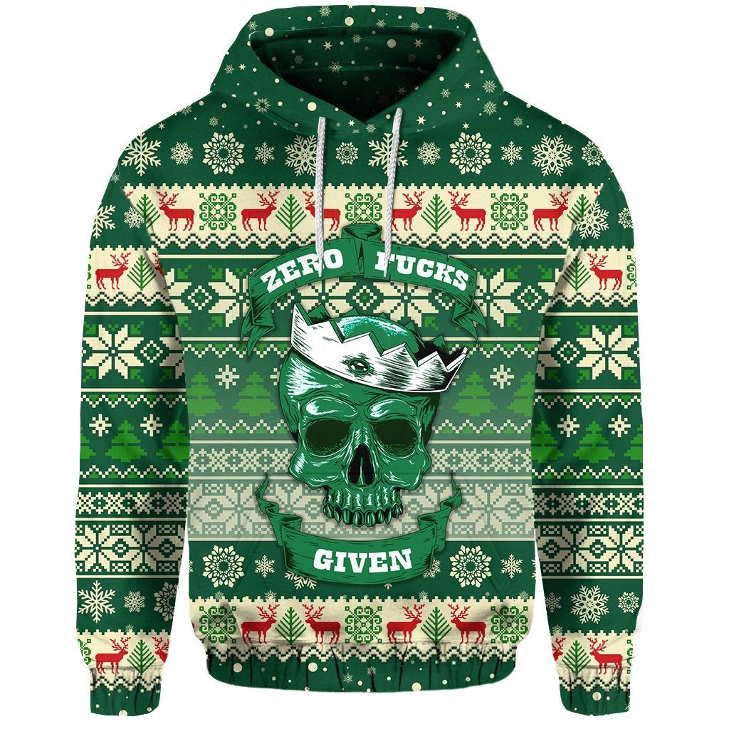 Skull Christmas Hoodie Green LT8