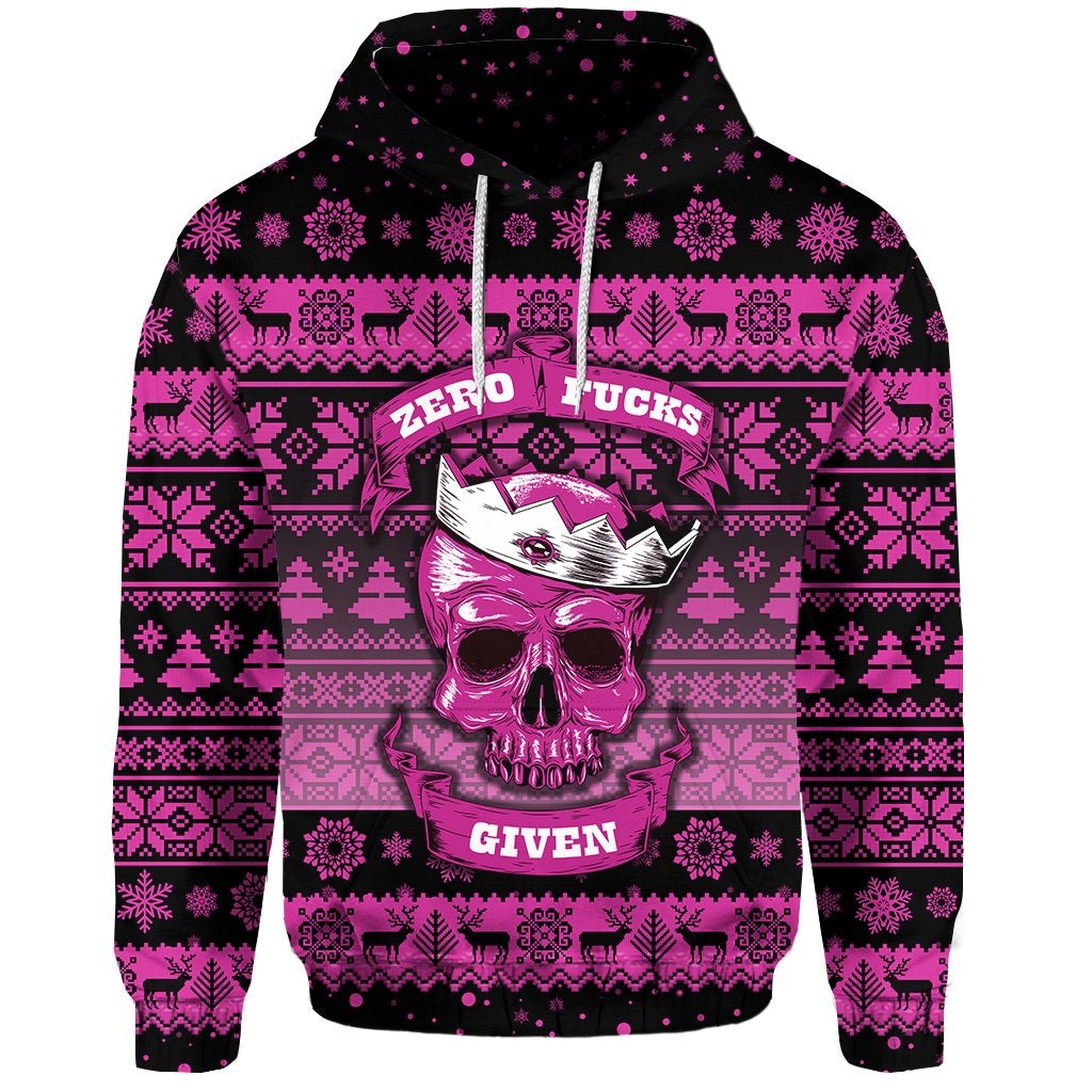 Skull Christmas Hoodie Pink LT8