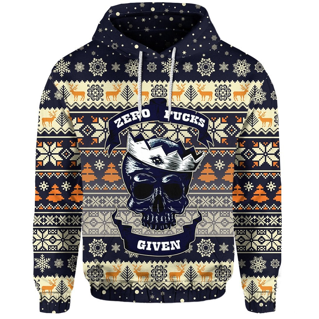 Skull Christmas Hoodie Navy LT8