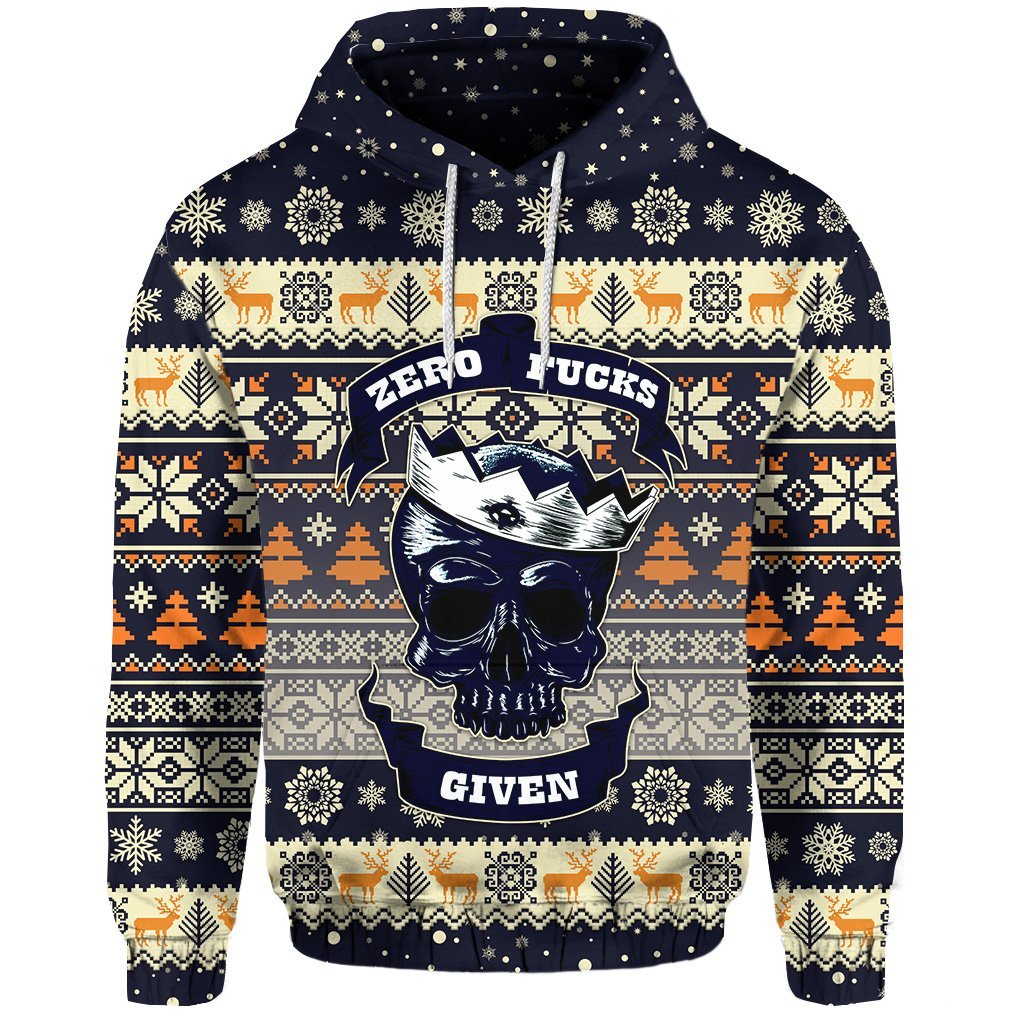 Skull Christmas Hoodie Navy LT8