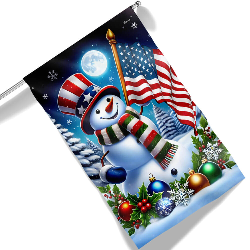 Snowman Christmas American Flag - Liberish