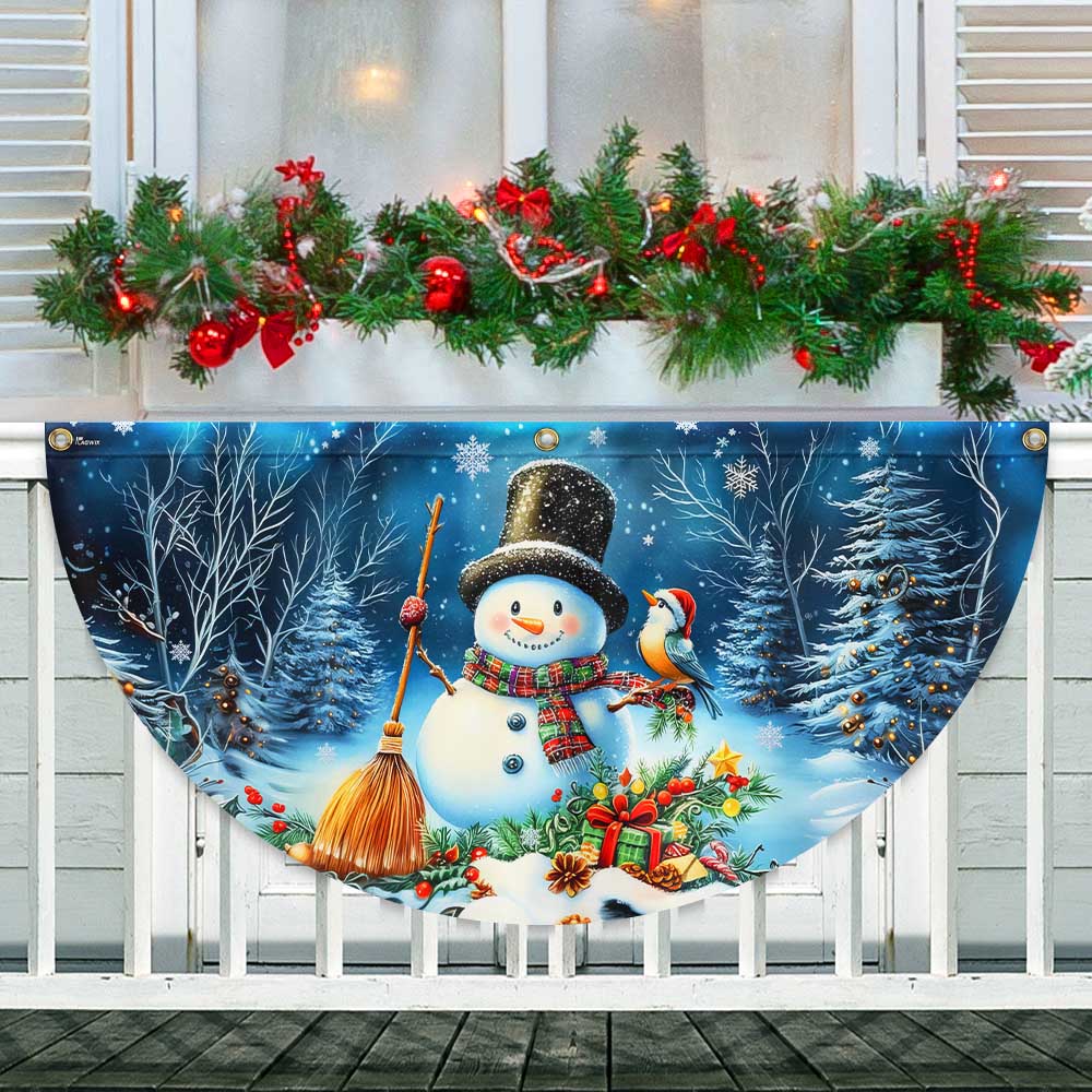Snowman Let It Snow Christmas Non Pleated Fan Flag - Liberish