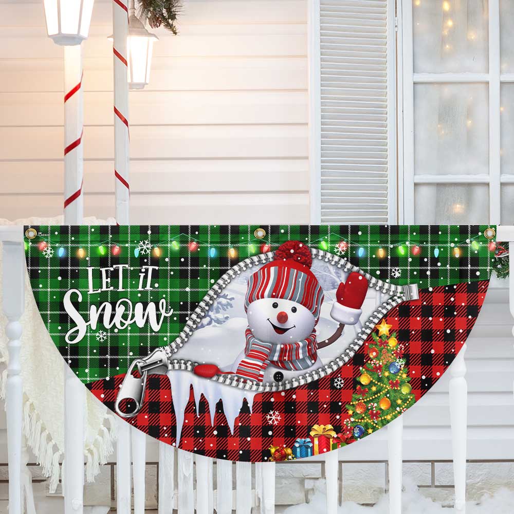 Snowman Let It Snow Merry Christmas Non Pleated Fan Flag - Liberish