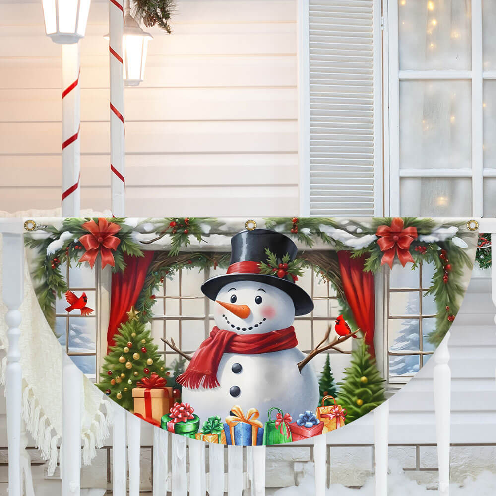 Snowman Merry Christmas Non Pleated Fan Flag - Liberish