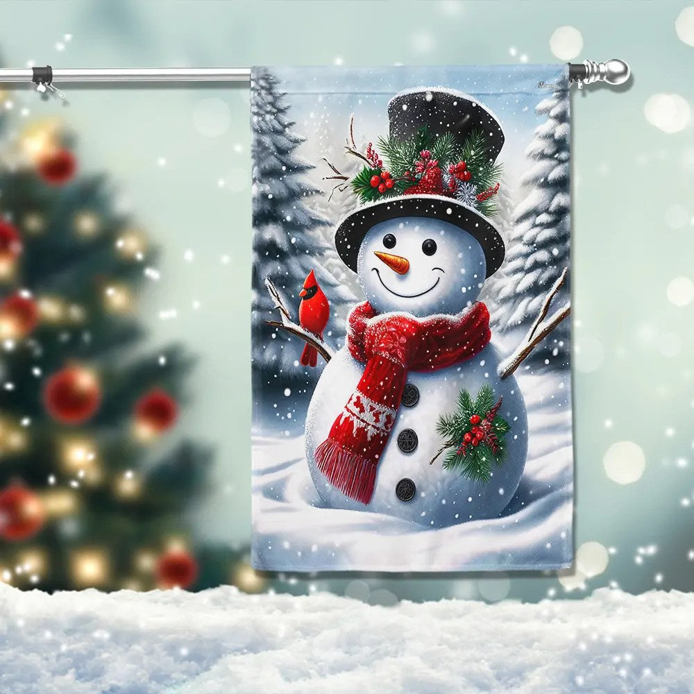 Snowman Welcome Winter Christmas Flag - Liberish