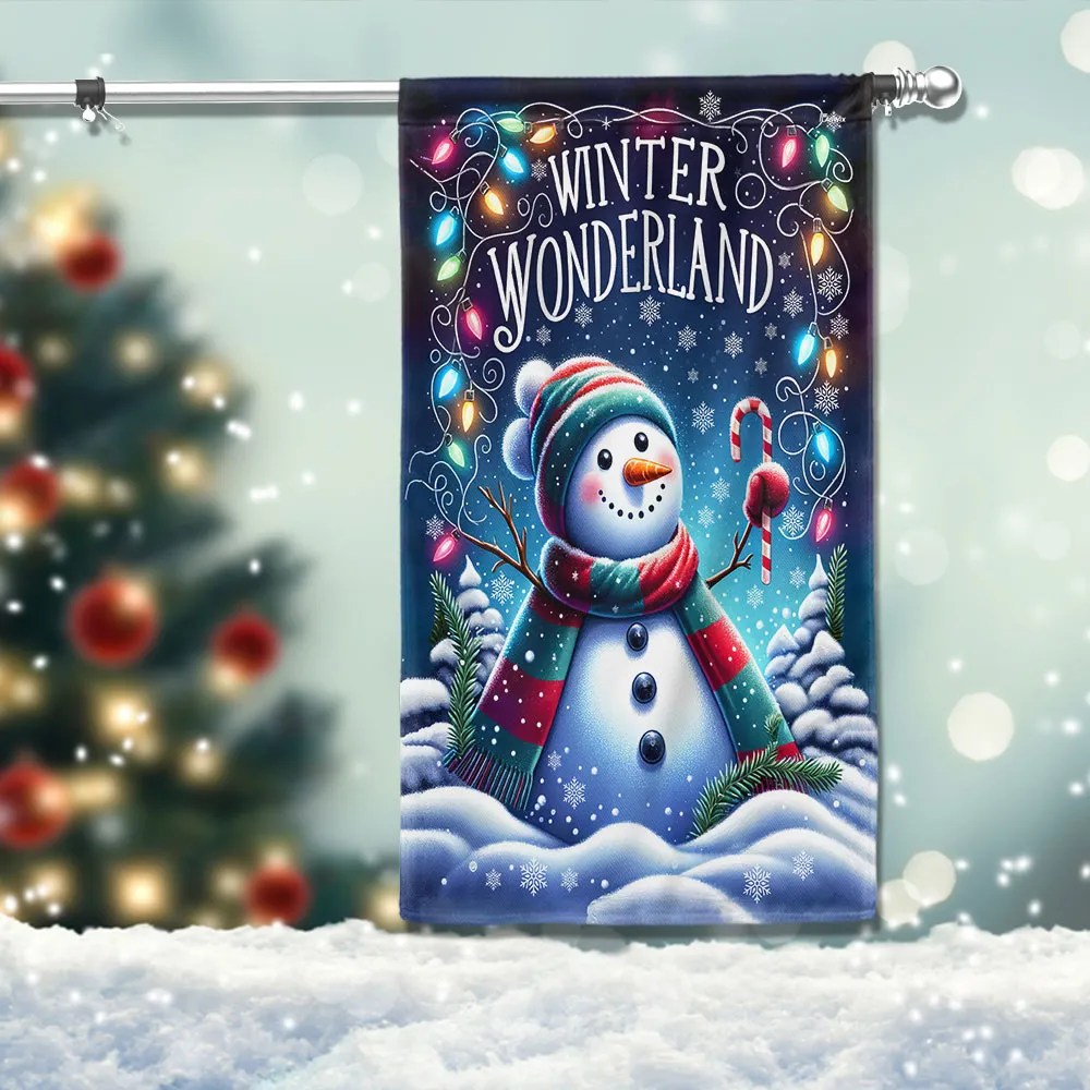 Snowman Winter Wonderland Christmas Flag - Liberish