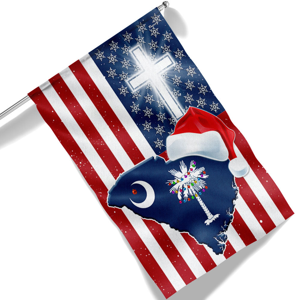 South Carolina Christmas Flag Christmas Palm Tree Santa State Flag - Liberish