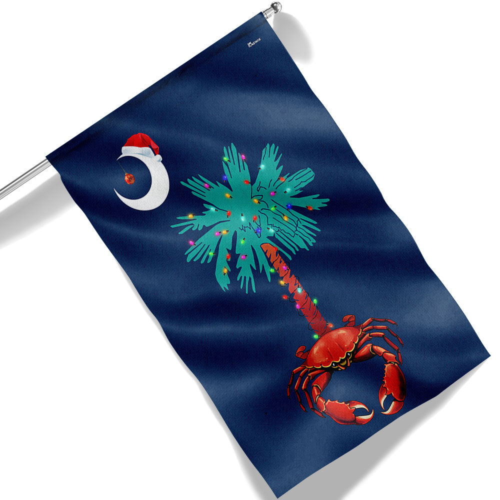 South Carolina Christmas Flag Palm Tree South Carolina Crab Santa Flag - Liberish