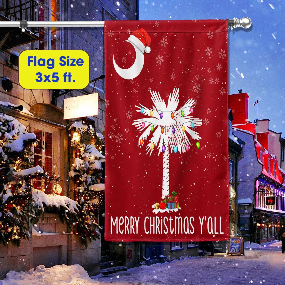 South Carolina Christmas Flag Sabal Palmetto With Light - Liberish