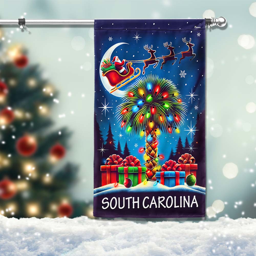 South Carolina Christmas Flag Santa Is Coming To South Carolina Flag - Liberish
