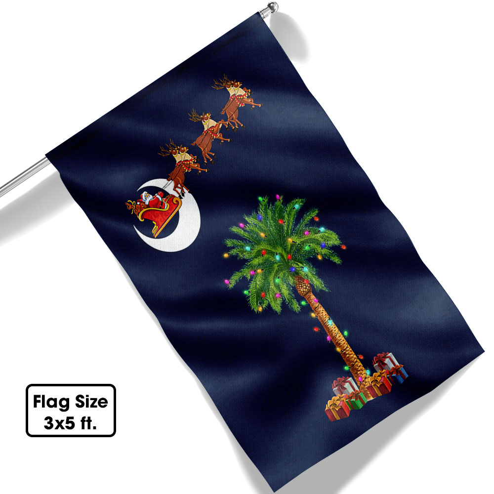 South Carolina Christmas Flag Santa Palmetto Tree - Liberish