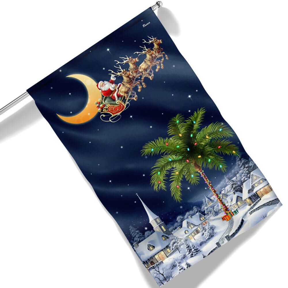 South Carolina Christmas Flag Santa Sleigh Palm Tree Christmas Night In South Carolina Mln - Liberish