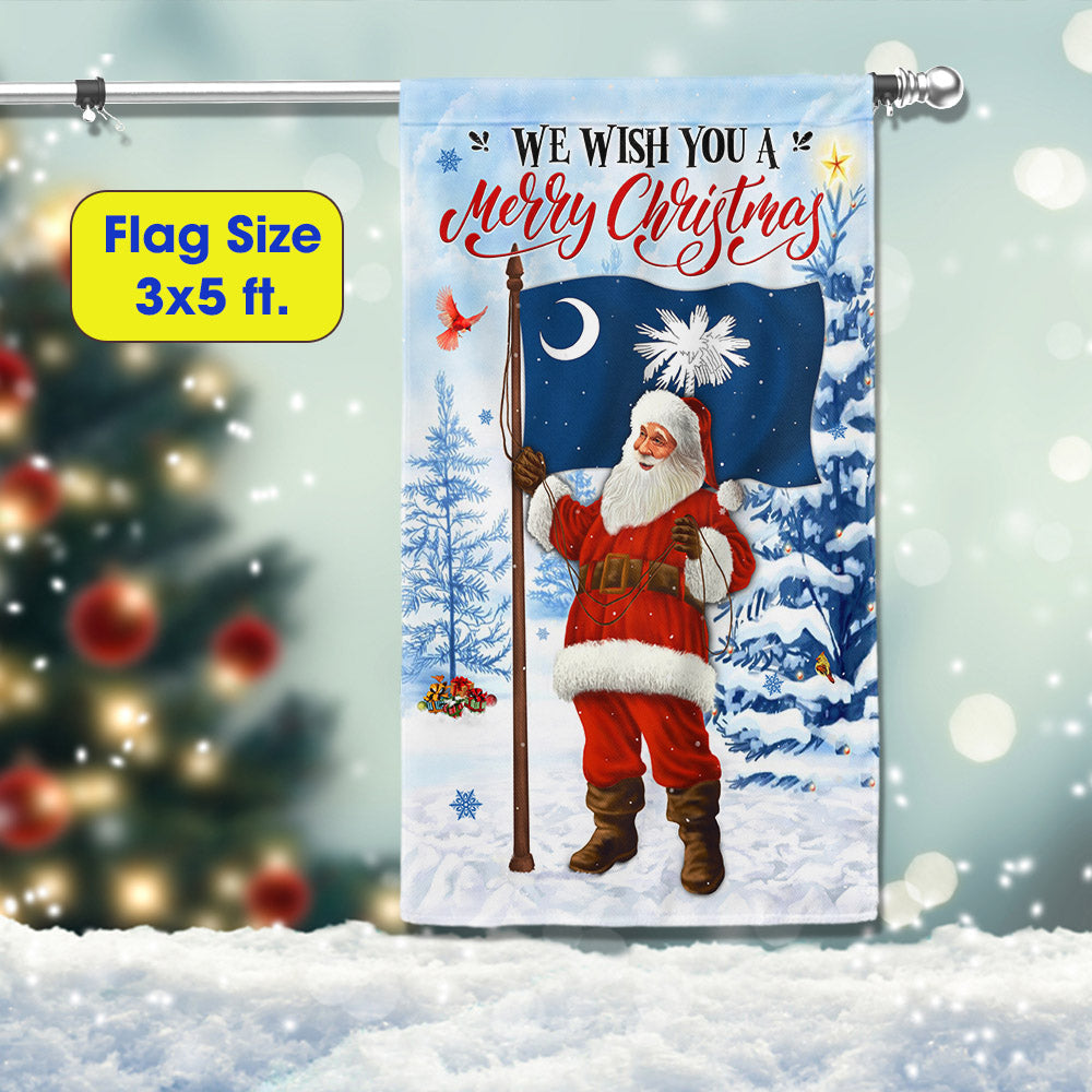 South Carolina Christmas Flag We Wish You A Merry Christmas Flag Santa Claus - Liberish