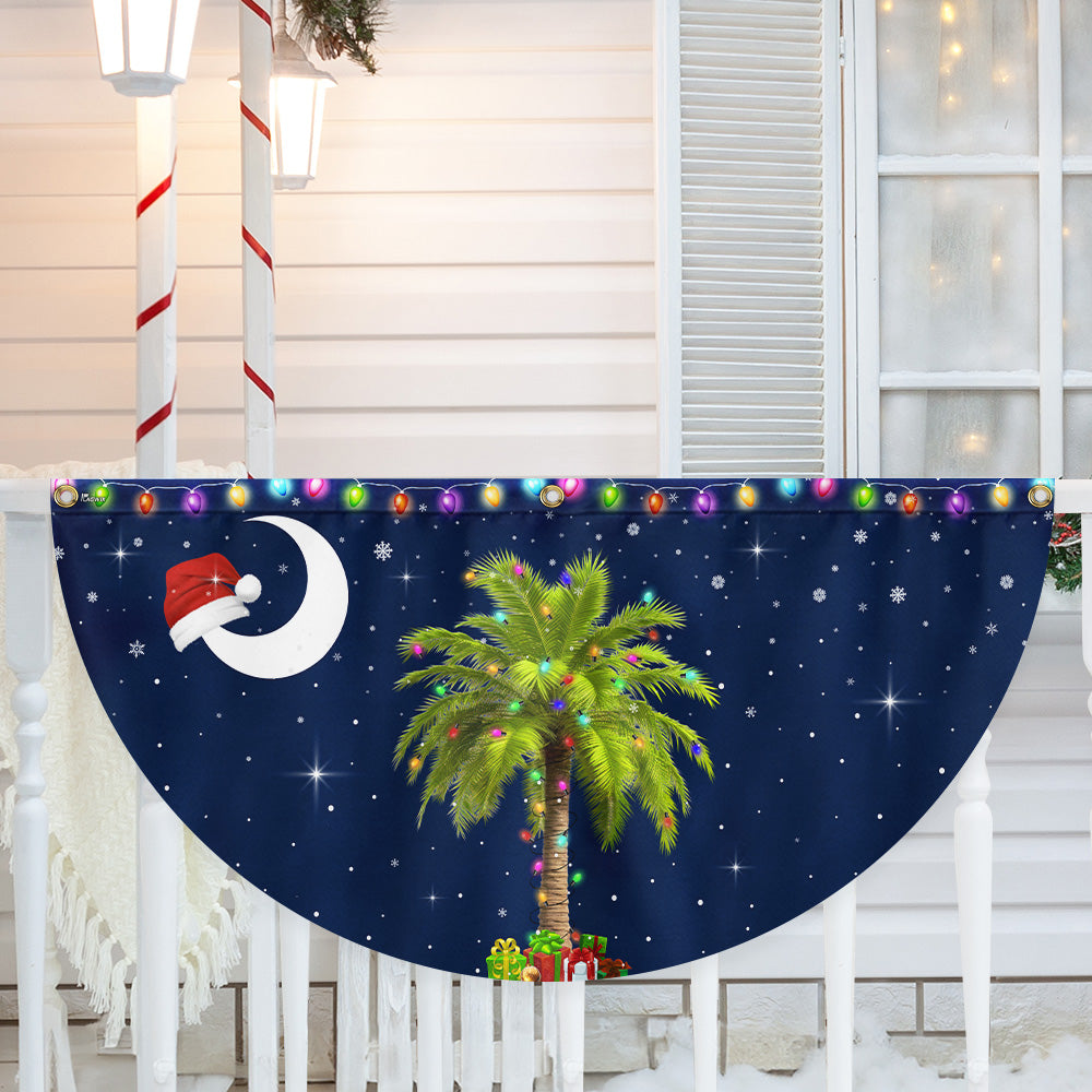 South Carolina Christmas Palm Tree Non Pleated Fan Flag - Liberish