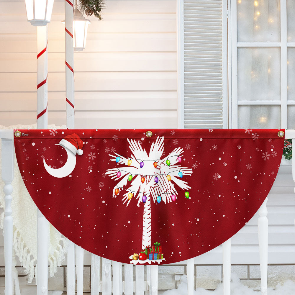 South Carolina Christmas Sabal Palmetto With Light Non Pleated Fan Flag - Liberish
